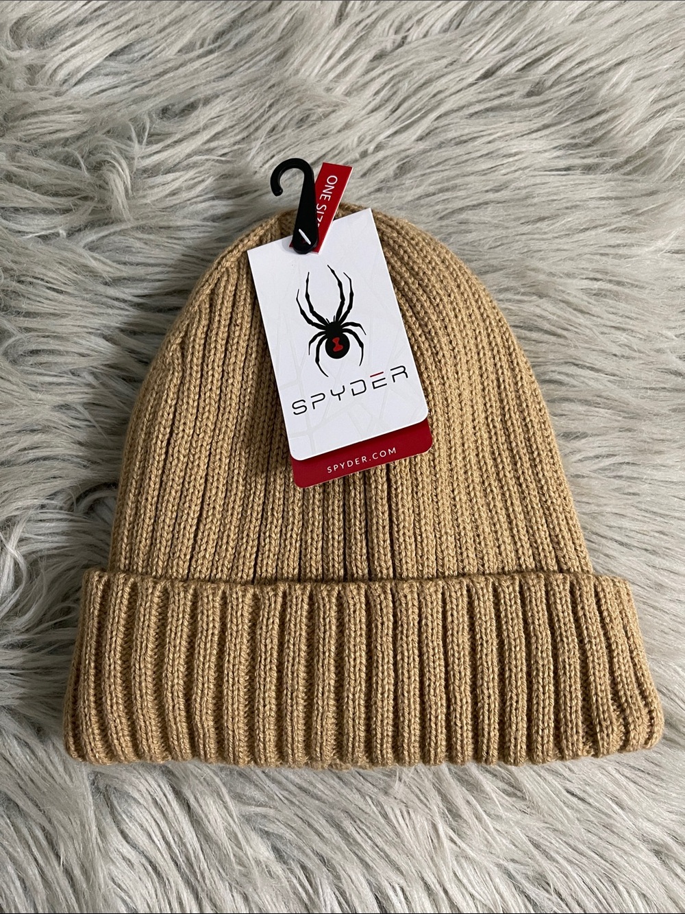 Spyder Ribbed Fold-Over Beanie - Camel/Tan - Picture 2 of 6